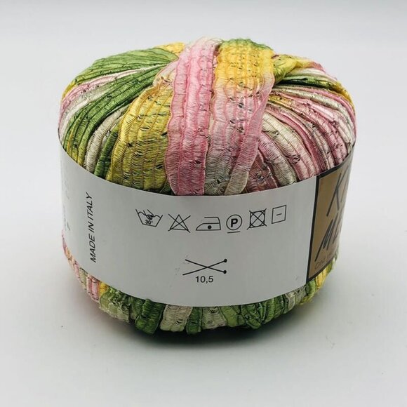 Kristha Metallic Ribbon Yarn Pink Green Yellow White Ombre Made in Italy New - Picture 2 of 4